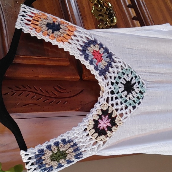 Women's Bohemian Crochet Beach Cover up Size Large 8/10 - Picture 3 of 11